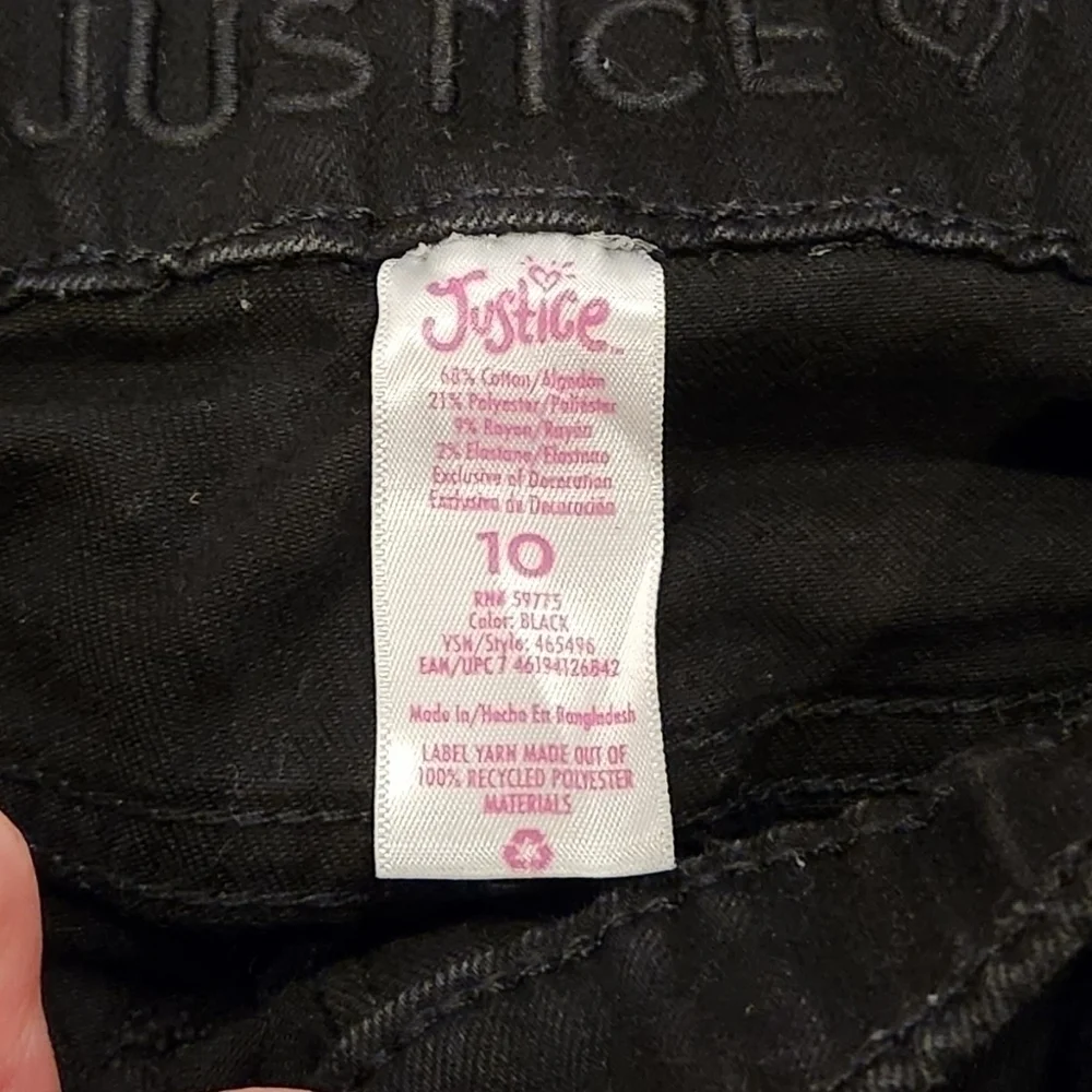 𝅺JUSTICE Girl's Black Skinny Jeans with Elastic Waist, size 10